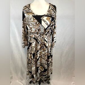 Avenue mocha black and white abstract pattern Aline dress size 14/16